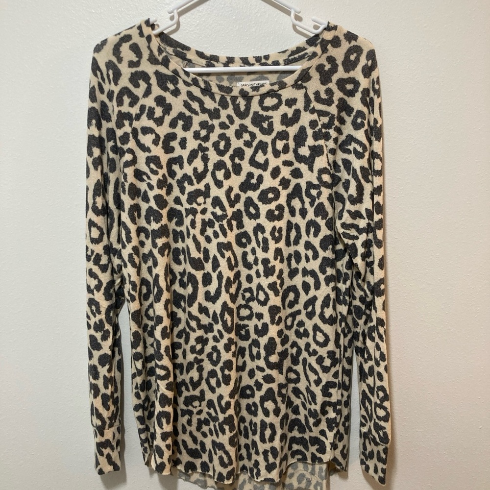 Grayson Threads Leopard Print Long Sleeve Top Women’s Size L